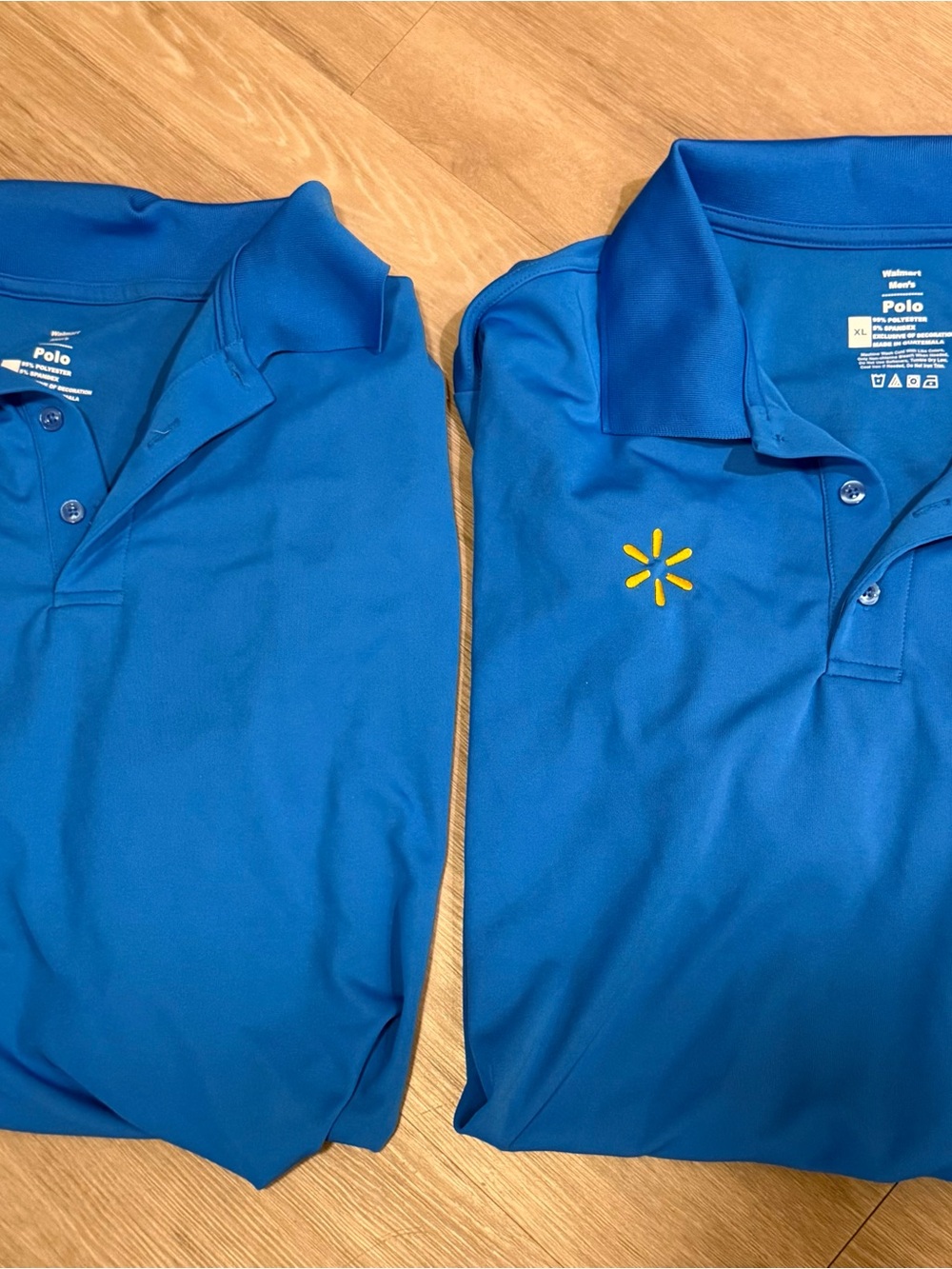 Walmart Polo Work Shirt - Bright Blue with Yellow Logo Set of 2